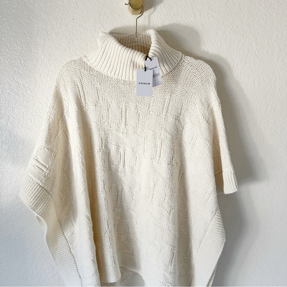 NEW Coach Signature Knit Poncho size S - Picture 4 of 10
